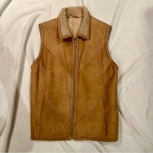 Tan Shearling-Lined Women's Vest